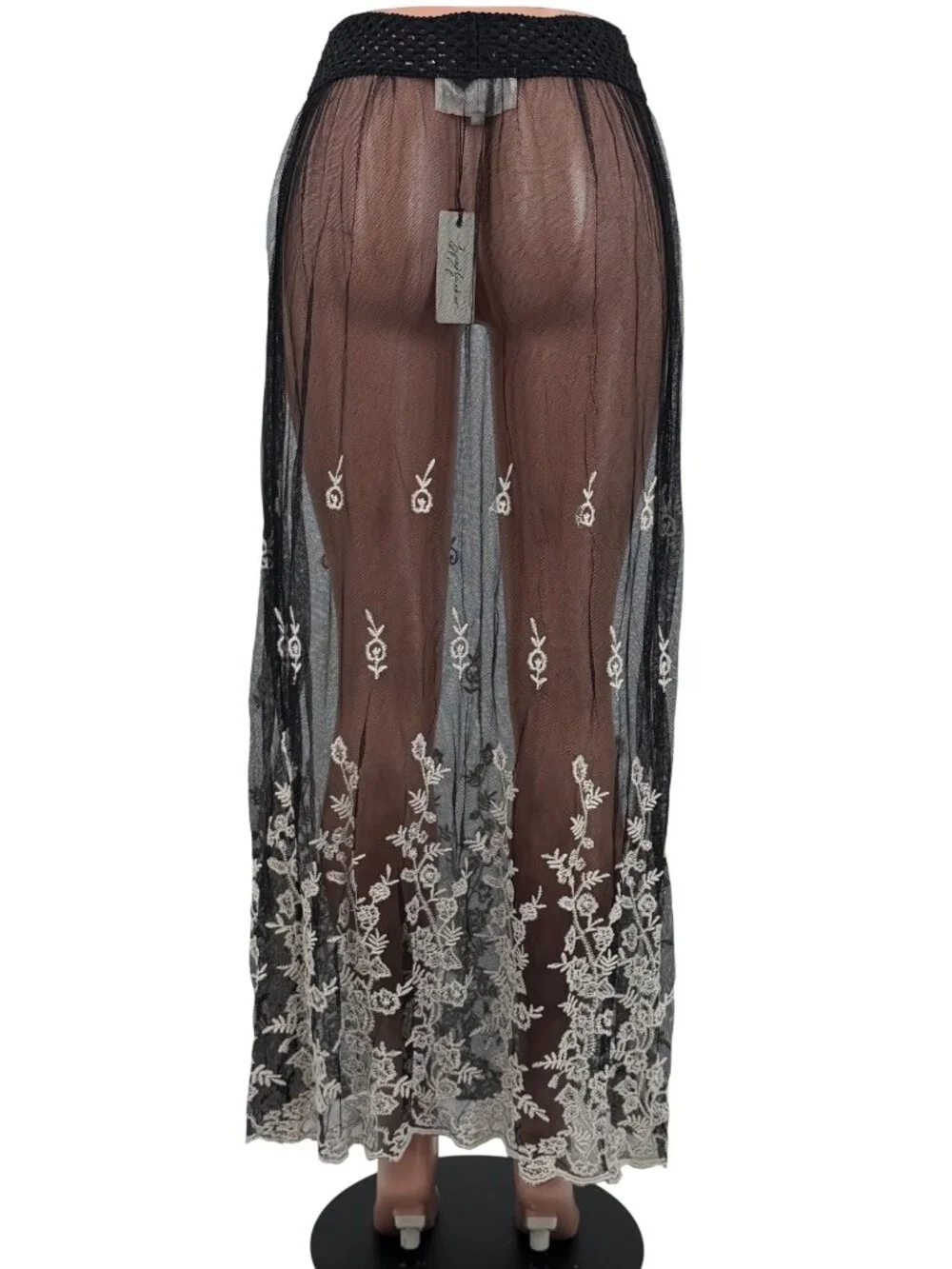 NWT Gypsy Junkies Black Sheer Embroidered Lace Maxi Skirt | Coquette Fairy Boho - Picture 11 of 15